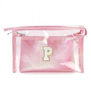 2 Pièces Sac Cosmétique de Maquillage de Voyage, Trousse de Toilette PVC Étanche pour Femme, Trousse de Maquillage Transparente, Cadeau Anniversaire Noël Idéal pour Maman Fille Epouse Amie, Rose P (palasasa, neuf)
