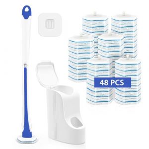JEHONN Brosse WC Jetable Recharge, Nettoyeur Toilette Murale avec Produit, 48 Recharges de Détergent Support (Bleu) (JEHONN-FR, neuf)