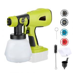 Pistolet à Peinture sans Fil Compatible avec la Batterie Ryobi 18V, Pistolet à Peinture électrique avec 4 Buses 3 Modes de pulvérisation Contenant de 1000ML pour Les Murs et Les Meubles (cooponmile, neuf)