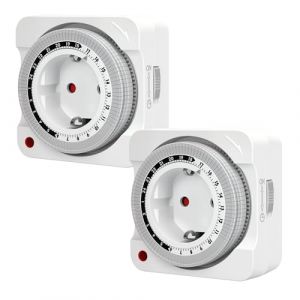 Aipsdo Minuterie d'extérieur - Prise de courant - Prise de courant - Minuterie extérieure - Minuterie analogique - 24 heures - Mini minuterie avec 96 segments - Packs, Time (appsida electronic, neuf)