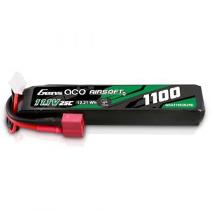 Gens ace Batterie LiPo Airsoft 3S 1100 mAh 25 C 11,1 V 3S1P avec prise Deans T, pour modèles de fusils Airsoft, etc (GensAce&Tattu, neuf)