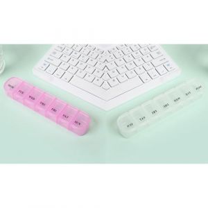 Pilulier 7 jours 1 fois par jour, pour suppl&eacute;ment de m&eacute;dicaments, vitamines et huile de foie de morue, pilulier hebdomadaire 7 jours, &eacute;l&eacute;gant pilulier (2 pi&egrave;ces, rose/blanc) (ShenZhenSanHe, neuf)