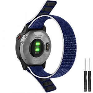 Fenix 6X Bracelet/Fenix 5X Bande, 26mm Nylon Sport Bracelet pour Fenix 6X Pro/Fenix 5X Plus/Fenix 3/Fenix 3 HR/Enduro/Tactix Delta/Descent Mk1 Mk2 Mk2i/Fenix 7X/Fenix 7X Solar/Fenix 7X Sapphire Solar (TOPsic, neuf)