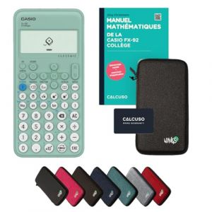 Casio fx-92 Collège avec Housse de Protection Gris foncé et Manuel (88 Pages, DIN A5) – Calculatrice Scientifique – Smart Set (CALCUSO, neuf)