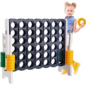 GOPLUS Puissance 4 G&eacute;ant,Jeu de Soci&eacute;t&eacute; Puissance 4 avec 42 Anneaux et Curseurs pour Red&eacute;marrage Rapide, Jeu de Strat&eacute;gie pour Enfants 120 x 42 x 104 cm, Noir+Blanc (Augenstern24, neuf)