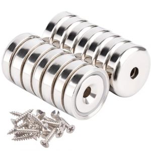 Aenienoe Aimant a Visser Puissant 10kg Gros Aimant Neodyme Super Puissant Contre-al&eacute;sage avec Manchon en acier,Magnet 14 Pi&egrave;ces 20mm (OCEUMAOA, neuf)