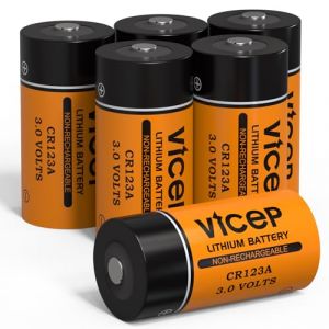 ViCep 6-Pack Pile CR123A Lithium 3V Piles CR123 1700 mAh Haute capacit&eacute; pour Lampe de Poche, Alarme, capteur, Non Rechargeables (123 Battery Power, neuf)