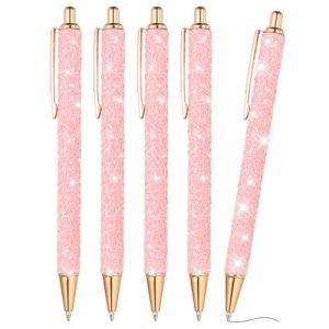 PATIKIL Stylo Bille Paillet&eacute;, 5Pcs Stylo &Agrave; Paillettes &Eacute;l&eacute;gant &Agrave; S&eacute;quins Stylo R&eacute;tractable Press M&eacute;tal Journaling Stylo &Eacute;criture Encre Noire pour Femmes Filles Bureau Anniversaire, Rose (PATIKIL UK, neuf)