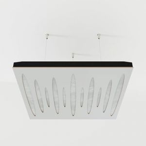 Lot de 2 panneaux acoustiques absorbants diffusants pour plafond avec tissu de velours et kit de montage | 50x50x5cm | Traitement acoustique de la maison | [PULSAR - Blanc | Blanc] (ATB-SOUND, neuf)
