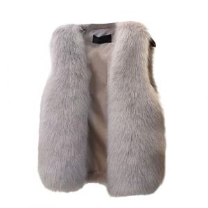 Altsuceser Gilet d'hiver en fausse fourrure pour femme, manteau en fausse fourrure, cape, ch&acirc;le, gilet sans manches en fourrure, gris, taille 4XL (Plantw, neuf)