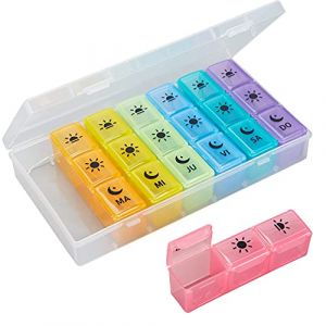 GeekerChip Bo&icirc;te &agrave; pilules hebdomadaire 7 jours,bo&icirc;te &agrave; pilules hebdomadaire espagnole 3 coups Grand distributeur de comprim&eacute;s 7 jours Bo&icirc;te &agrave; pilules de voyage,Bo&icirc;te &agrave; pilules de voyage(Espanol) (Lyc Uk, neuf)