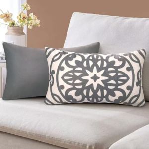 Housse de Coussin en Super Doux Housses de Coussin Gris Mandala G&eacute;om&eacute;trique Taie d'oreiller Confortable Housses Coussins Moderne Housses de Coussins pour Jardin Chaises Salon Chambre Maison 30x50cm (EULeeLance, neuf)