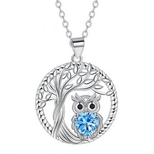 J.MUEN Collier Hibou pour Femme Argent Sterling 925 Arbre de vie Hibou Pendentif Colliers Bijoux Cadeaux pour Maman Femmes Filles Amoureux de Hibou (MUEN JEWELRY, neuf)