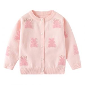 LUVCES Cardigan B&eacute;b&eacute; Fille Manches Longues Pull Tricot&eacute; &agrave; Boutons Veste Manteau Tops Hiver Chaud Tricot V&ecirc;tement Tenues d'automne pour Enfants Lapin Rose 4-5 Ans (SANYI FASHION, neuf)