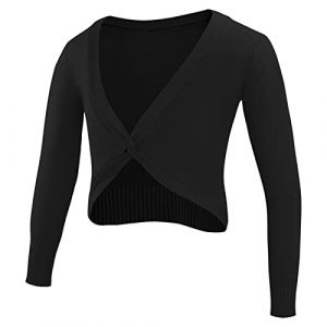 CHICTRY Bol&eacute;ro Enfant Fille Haut de Danse Classique Cache-Coeur de Ballet Blouson Manches Longues Gilet Cardigan Veste Manteau de F&ecirc;te C&eacute;r&eacute;monie Mariage 2-12 Ans A Noir 13-14 Ans (chictry, neuf)