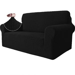 Ystyle Housse Canapé 2 Places avec Accoudoirs, Extensible Housses de Canapé, Universelle Housse Canape Protection Chat Chiens Griffures, Housse Fauteuil Antidérapante, Noir (YSTYLE HOME, neuf)