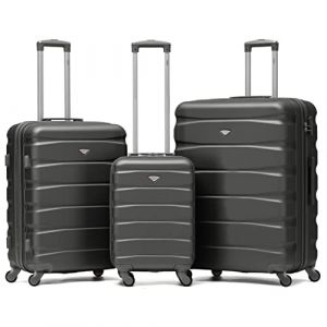 Flight Knight Lot De 3 Moyen Et Grand Valises Rigides Legeres en ABS A 4 Roues Cabine Bagage A Main pour Plus De 60 Compagnies Aeriennes -easyJet, Jet2 Et Taille Max Ryanair (Priority) 55x40x20cm (Prime Brands Group FR, neuf)