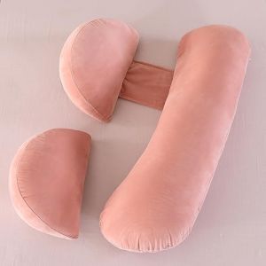 MINGPINHUIUS Coussin de Grossesse, Coussin allaitemen Coussin d'allaitement pour Femmes Enceintes, pour Ventre,Hanches,Jambes,Soutien du Dos, Lavable Amovible (Rose 1) (GULIUK, neuf)