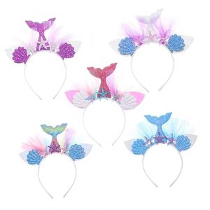 FRCOLOR Lot De 5 Cerceaux &agrave; Cheveux Coquillage En Maille L&eacute;ger Pour Filles Gar&ccedil;on Et Filles F&ecirc;te Anniversaire Cosplay Couleurs Assorties Violet Blanc Multicolore Bleu Ciel Rose Rouge (Laners, neuf)