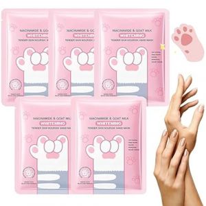 Lot de 5 masques hydratants au lait de ch&egrave;vre pour les mains - Gants hydratants pour les mains s&egrave;ches et gerc&eacute;es - Masque blanchissant pour les mains (HWXH-EU, neuf)