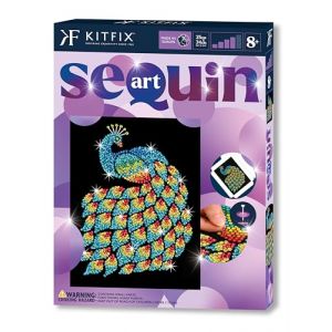 Kitfix - Sequin Art Purple - Paon - Image à paillettes - 27 x 36 cm - Kit de création pour enfants, adolescents et adultes de plus de 8 ans - 2019 (Kitfix, neuf)