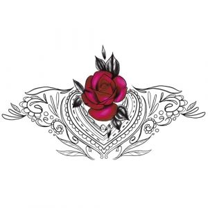 x3 Tatouage Underboob rose - 1 lot de 3 Feuilles de tatouage temporaire f&eacute;minin sexy | Seins, poitrine, bas du dos | Rouge et Noir | Femme - TATTOO YOUR STYLE (Tattoo Your Style, neuf)