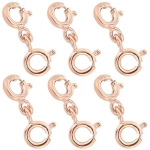 SUNNYCLUE 1 bo&icirc;te de 6 fermoirs Mousquetons pour Collier, 925 fermoirs Mousquetons &agrave; Double Ouverture en Argent Sterling, Rallonges de Fermoir Mousqueton en Or Rose, Petits Bracelets Raccourcisseurs d (SUNNYCLUE  FR, neuf)