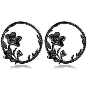 DOEARKO Poids d'oreille Ecarteur Oreilles 1 Paire Fleurs Tunnels d'oreille en Acier Inoxydable Tunnels Plugs Piercing Bijoux pour Femmes Hommes （Noir，3mm） (DOEARKO, neuf)