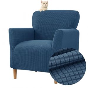 Highdi Housse de Fauteuil Extensible 1 Place, Jacquard Housse de Fauteuil Club Couverture de Fauteuil Chesterfield Lavable Protecteur de Fauteuil pour Salon Tub Chair Canap&eacute; (Bleu Marine) (Highdi, neuf)