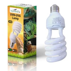 ReptilHábitat Ampoule UVB 5.0 UVA 26W pour Terrarium de Reptiles, Plantes et Tortues, Lampe E27 Idéale pour Tortues et Pogona (AMZCERASUS, neuf)