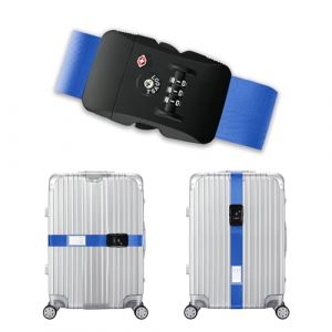 Veki Sangles de Bagages R&eacute;glables, Sangle de Valise Voyage avec TSA Mot De Passe, Ceinture Valise avec &Eacute;tiquette Nominative, Sangle d'identification Personnalis&eacute;e pour Bagages, Sacs, Valise (Bleu) (Agenan, neuf)