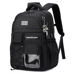 Tanou Sac &agrave; Dos Scolaire pour Gar&ccedil;ons, Cartable Adolescente R&eacute;sistant &agrave; l'Eau pour l'&eacute;cole Primaire Coll&egrave;ge et Lyc&eacute;e, Sac Ecole Garcon D&eacute;contract&eacute; pour les Voyages, Noir (Tanou Bagages, neuf)