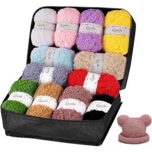 12 Couleurs Laine Velours,ilauke 12 * 50g Pelotes de Laine à Tricoter Fil Laine Épaisse,Laine Chenille Multicolore Fil à Tricoter à la Main avec Sac de Rangement Noir pour Débutants et Professionnels (MiGE shop, neuf)