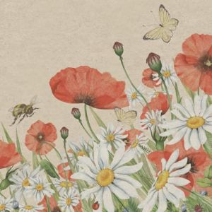 Lot de 25 serviettes durables en papier recyclé, fleurs, coquelicots et marguerites comme décoration de table. Serviettes en papier avec motif. Décoration écologique durable en papier recyclé. 33 x 33 (Malagro Versandhandel - Expédition depuis l'Allema, n