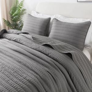R.SHARE Couvre Lit 2 Personnes 300x270 cm, Gris Dessus de Lits 2 Personnes Douce, Jeté de Lit Boutis Confortable, Couverture Matelassé, Matelassage de Lit et Canapé pour Printemps Été - Oeko-TEX (RSHARE, neuf)