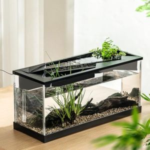 Aquarium à poissons avec vue sur l'eau - Kit complet avec lampes LED, pompe à air, système de filtration - Décoration de table d'aquarium 38 x 14,5 x 18 cm pour la maison, le bureau, le salon (ZSHIC LTD, neuf)