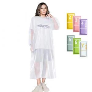 flintronic 6 Pi&egrave;ces Poncho de Pluie Adulte, Poncho anti pluie jetable manteaux imperm&eacute;ables femme et hommes, avec cordon de serrage, capuche et poignets &eacute;lastiques (flintronic&reg;-eu, neuf)