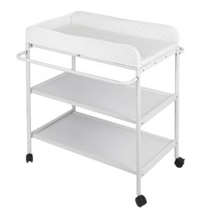 Homewell Table à Langer Portable, Table De Soins Pour Nouveau-Nés Avec Roulettes Et Support De Rangement, Table à Langer Stable Et Sûre Pour Chambre à Coucher, Salon,84 * 72 * 90cm(Roulettes) (muxixi, neuf)