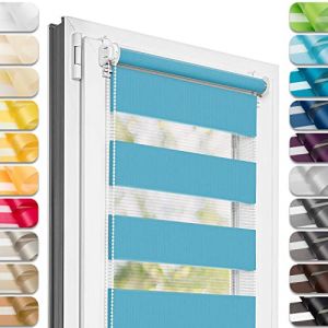 Estika Store Enrouleur Jour Nuit sans perçage - Ciel Bleu - 45 x 220 cm - Store à enroulement, Double Tissu, pour fenêtres intérieures, Protection Contre Le Soleil (Estika, neuf)