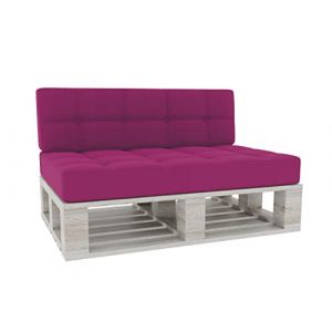 Coussin pour Palette Coussin d'assise Dossier piqué PFG (Set (Coussin d'assise 120x80 +Dossier 120x40), Rose) (FavreShop, neuf)
