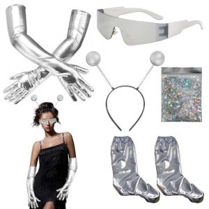WYRGQIQN Costume D'extraterrestre Femelle Futuriste - D&eacute;guisement Alien 5 pi&egrave;ces avec des Accessoires D&eacute;licieusement Extravagants, Id&eacute;al pour le Halloween et les F&ecirc;tes Th&eacute;matiques (DWWA, neuf)