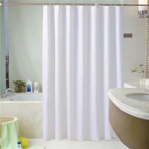 Syiboo Blanc Rideau de Douche Anti Moisissure,Rideau Douche Imperm&eacute;able Tissu Antibacterien Lavable en Machine,avec des 12 Crochets 3D Rideaux de Douche pour Salle de Bains Decor,90x150cm (yangdiamaz, neuf)
