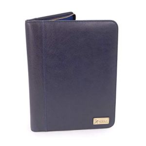 Catwalk Collection Handbags - Porte Document Cuir Femme - Portefeuille de Voyage Zippé - Avec A4 Bloc-Note - Pochette Pour Tablette - CHLOE - Bleu (The Real Handbag Shop, neuf)