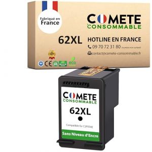 COMETE, Marque française - 62 XL - 1 Cartouche d'encre Compatibles avec HP 62 XL Noir sans Affichage du Niveau d'encre Cartouche pour HP Officejet 5740 5742 HP Envy 5640 5642 5644 7640 eAIO (comete consommable, neuf)