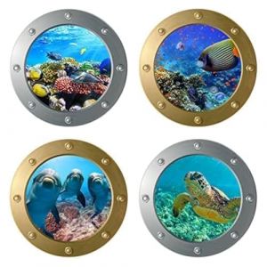 AINIUNIU Monde Sous-Marin Stickers Muraux, Sticker Mural Sous-Marins, Sticker Muraux 3D Marine Tropical Poisson Sticker Pour Salon, Océan Autocollant Décoration Murale Pour Salle Bain Chambre Enfants (WSZSJ, neuf)