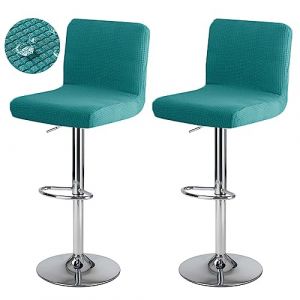 Levoberg Housse de Tabouret de Bar avec Dossier Imperméable Couverture de Chaise Haute de Bar Extensible Housse de Chaise de Salle à Manger Pivotante Lavable 2 Pièces Bleu de Paon (Levoberg-EU, neuf)