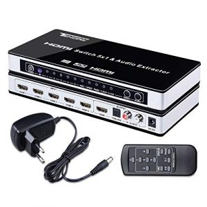 Tendak Switch HDMI Commutateur HDMI 4K 5 Entrées 1 Sortie avec SPDIF et L/R Audio Extractor avec télécommande IR Supporte Arc 1080P 3D pour PS4, Xbox One, Nintendo Switch, Lecteur Blu Ray (DAVIKO, neuf)