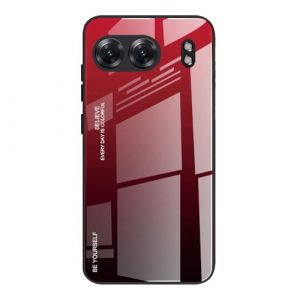 Dedux Coque pour OnePlus Nord 4 5G, Etui Dégradé de Couleur Verre Trempé Back Coque + Souple Silicone TPU Case Cover Protection Antichoc Housse (Rouge/Noir) (Dedux, neuf)