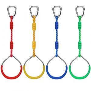 Lot de 4 Anneaux de Gymnastique pour Enfants, Morwealth Anneaux d'escalade Trapèzes Balançoire Bar Anneaux Gym Ring pour l'accessoire combiné de Corde de Sports d'escalade d'enfants (Morwealth, neuf)