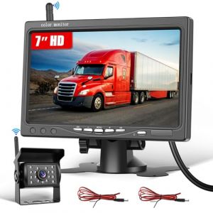 Hikity BSD 7 Pouces Cam&eacute;ra de recul sans Fil avec Cam&eacute;ra de Voiture &eacute;tanche, Signal Num&eacute;rique Stable, Vision Nocturne et Moniteur de Voiture LCD pour Camion/Autobus/RV (Hikity Electronic, neuf)
